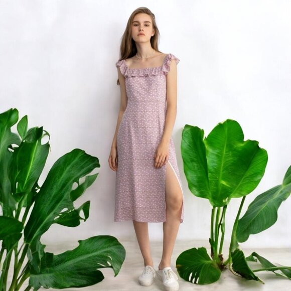 NWT J.ING Lavender Floral Print Midi Dress - Picture 2 of 6